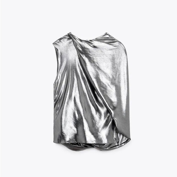 Zara metallic asymmetrical top - Picture 2 of 7